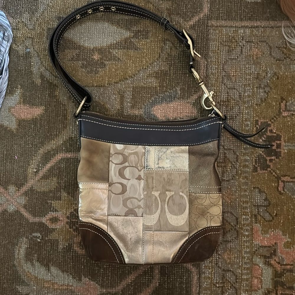 Coach brown and gold purse